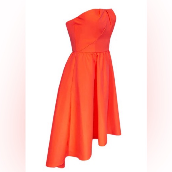 Nwt Ted Baker Verity Strapless High Low Hem Neon Dress